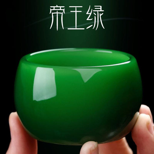 Vert Empire Teacup Jade Porcelain Master Cup Single Cup Green Tea Cup Large Imitation Jade Glazed Kung Fu Tea Set