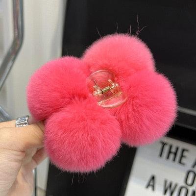 Luxe Rabbit Fur Shark Clip - Chic Hair Claw Accessory