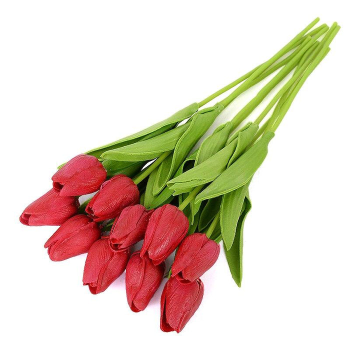 Elegant Set of 10 Realistic Tulip Stems - Perfect for Chic Home Styling