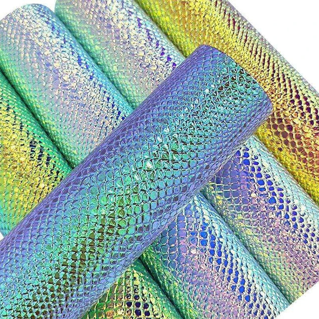 Iridescent Python Scale Holographic PU Fabric - Unleash Your Creative Potential