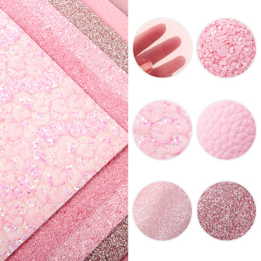 Pink Glitter Lychee Faux Leather Crafting Sheets with Sparkling Elegance