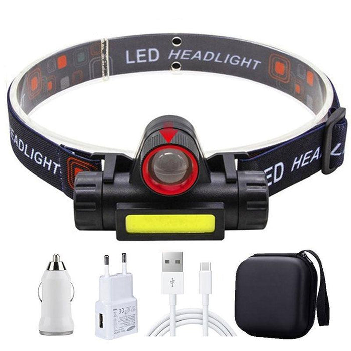 Portable Zoom Mini COB Headlamp for Outdoor Adventures with Adjustable Lighting and Comfort Straps