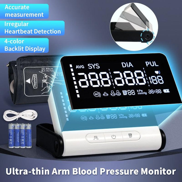 Smart Arm Blood Pressure Monitor with Automatic BP Reading and Heart Rate Tracker | 4 Colors Backlight