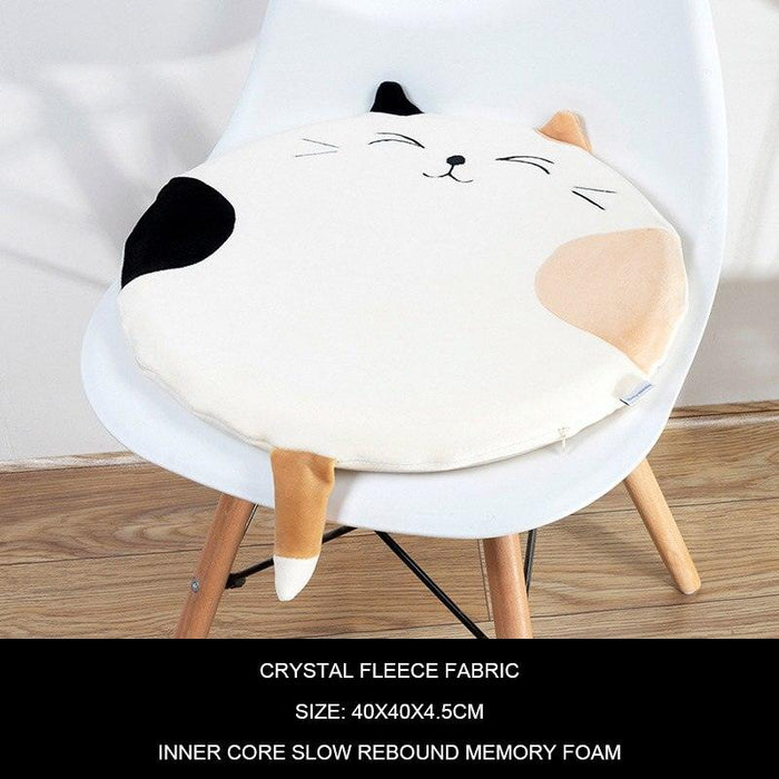 Cute Cat Cushion Round Memory Foam Desk Office Chair Cartoon Seat Cushions