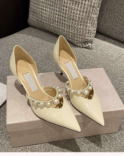Elegant Pearl-Accented Stiletto Bridal Heels: Timeless Wedding Pumps