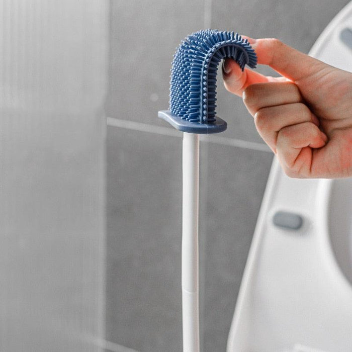 Effortless Cleaning Solution: Bendable Silicone TPR Toilet Brush Set with Hanging Holder