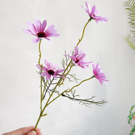 Charming White Daisy Ensemble - 5-Piece Artificial Floral Stem Collection for Elegant Home Accents