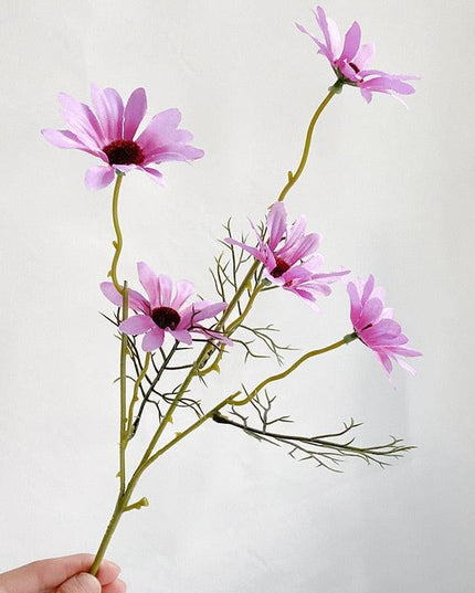 Charming White Daisy Ensemble - 5-Piece Artificial Floral Stem Collection for Elegant Home Accents