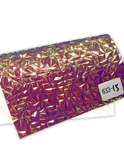Crumpled Holographic Metallic Faux Leather Fabric Sheet for Creative DIY Endeavors