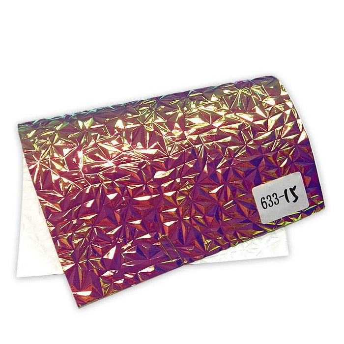 Crumpled Design Holographic Metallic Faux Leather Craft Fabric Sheet