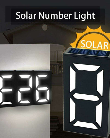 Elegant Solar-Powered LED House Number Sign: Contemporary Outdoor Address Illuminator