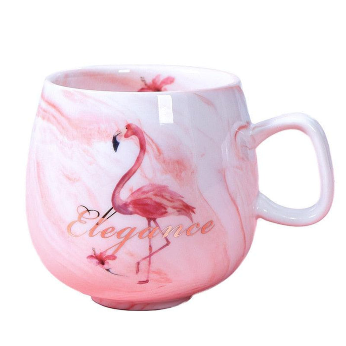 Flamingo Ceramic Travel Mug - Adorable Cat Paw Insulation for On-the-Go Comfort