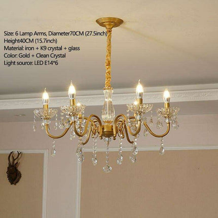 Luxurious Gold Crystal Chandelier with Timeless European Elegance