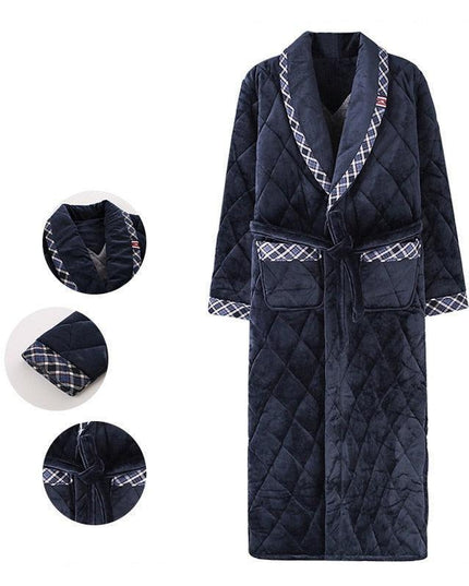 Plush Comfort Plus Size Men's Cotton Flannel Bathrobe for Winter Relaxation