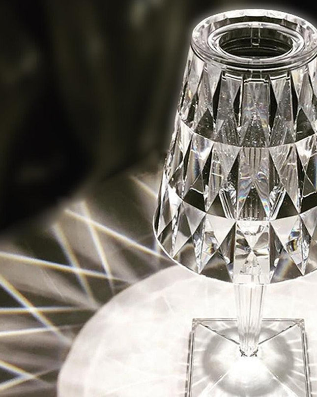 Sleek LED Table Lamp with Crystal Accents and Nightlight Feature