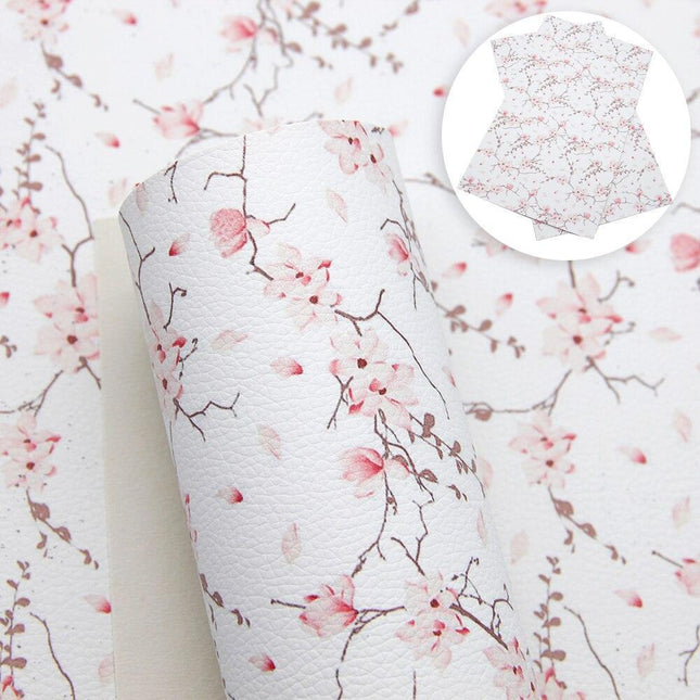Floral Lychee Blossom Synthetic Leather Crafting Sheet - 20x33cm