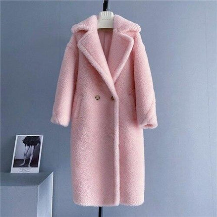 Chic Sophisticated Winter Overcoat: Authentic Lamb Fur Luxury