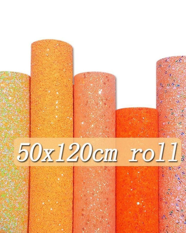 Glittering Orange Faux Leather Roll - Perfect Material for Chic DIY Creations