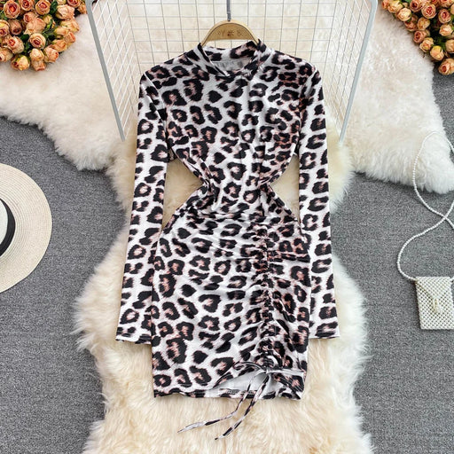 Foamlina Leopard Print Bodycon Mini Dress with Chic Ruched Detail
