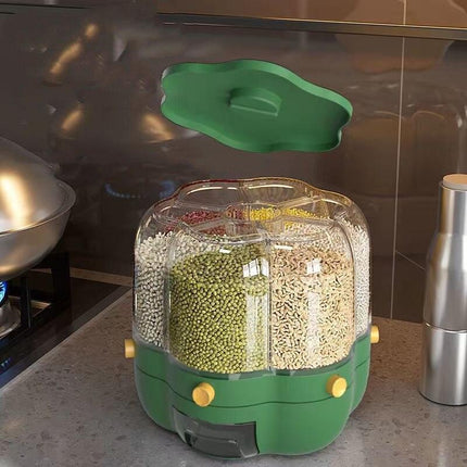 Innovative Rotating Grain Storage Container - Seamless Kitchen Organization Solution