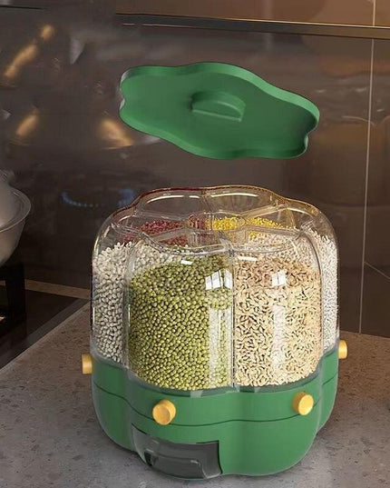 Innovative Rotating Grain Storage Container - Seamless Kitchen Organization Solution