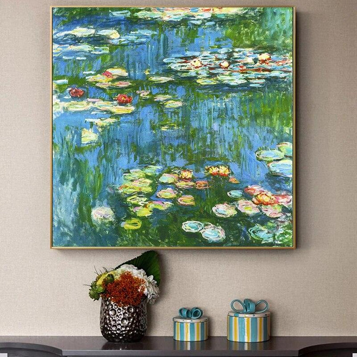 Tranquil Water Lily Landscape Canvas Art Print with Personalized Sizing