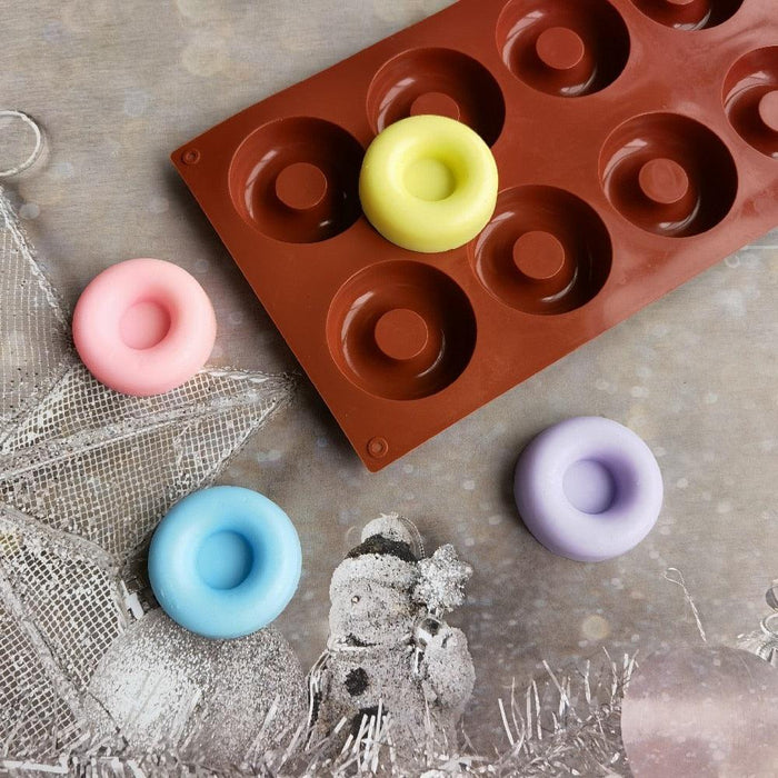 Create Perfect Donuts with Ease - 8 Hole Silicone Baking Mold for Cupcakes, Cookies, and More