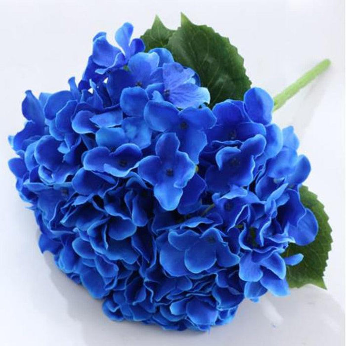 Blue Hydrangea Artificial Silk Floral Centerpiece with Large Blooms