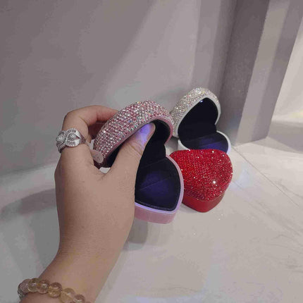 Radiant LED Rhinestone Heart Jewelry Organizer Box