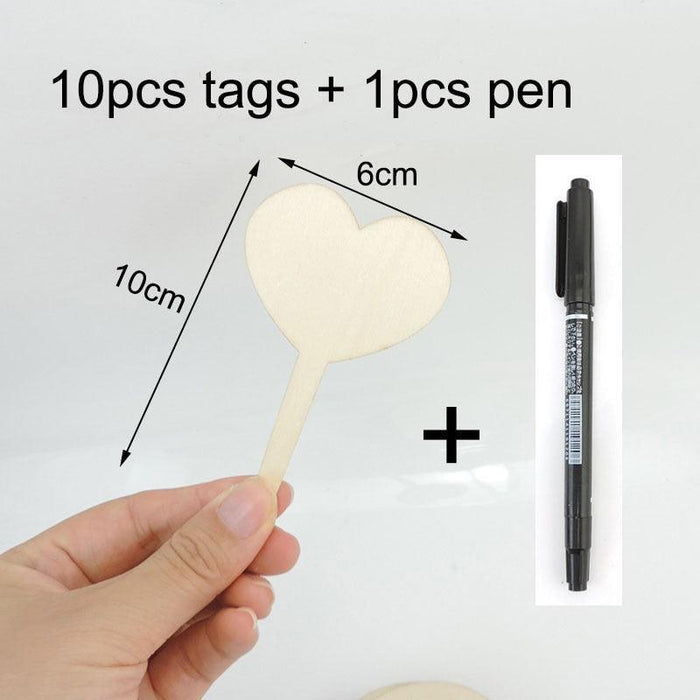 Eco-Friendly Wooden Plant Tags Set - 10 T-Type Labels with Marker Pen