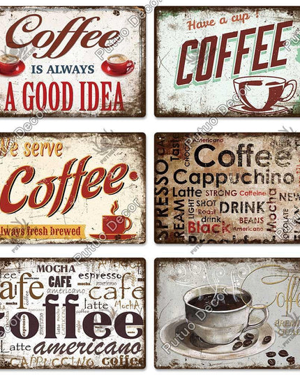 Retro Coffee Metal Sign - Chic Wall Decor for Kitchen, Cafe, or Bar