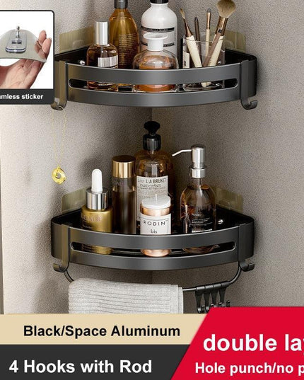 Aluminum Corner Shelf Rack with Versatile Dual Installation Options