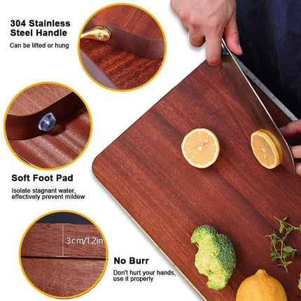 Elegant Ebony Wood Cutting Board Set with Chic Gold Handle - Essential Kitchen Accessory