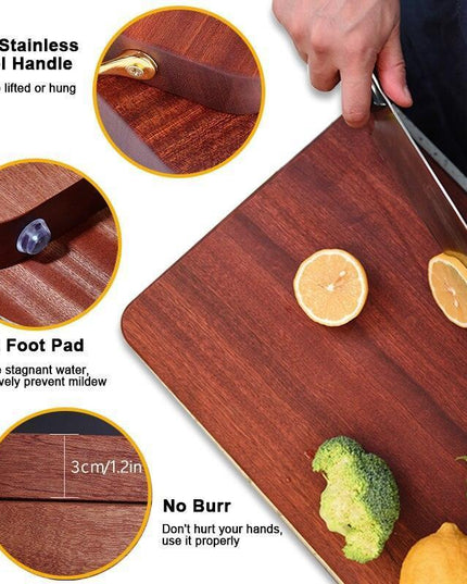 Elegant Ebony Wood Cutting Board Set with Chic Gold Handle - Essential Kitchen Accessory