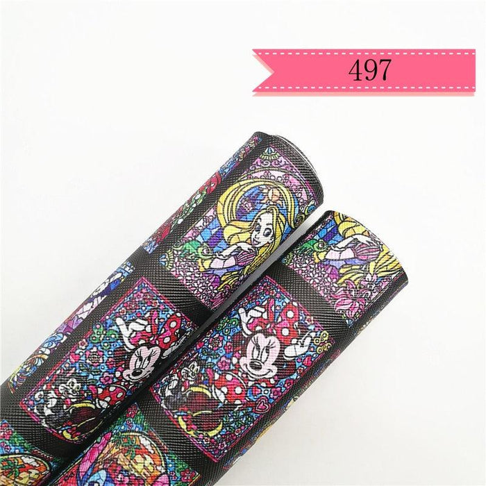 Crafty Cartoon Print Synthetic Leather Crafting Rolls Duo - 20*134cm x 2