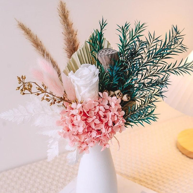 Eternal Hydrangea and Bunny Tail Dried Floral Arrangement