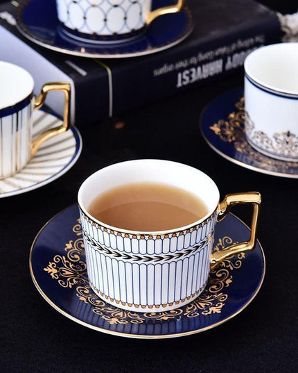 Luxurious Gold-Handled Ceramic Tea & Coffee Cup Collection