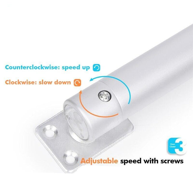 SilentGuard Adjustable Gas Spring Door Closer - Soft Close Mechanism for All Door Types
