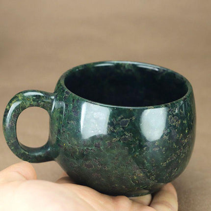 Natural Green Jade Wellness Mug with Magnetic Properties