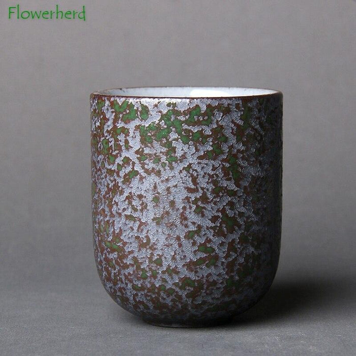 Japanese Style Large Ceramic Tea Cup with Unique Glazed Effect