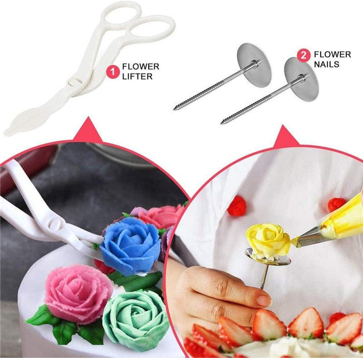 Deluxe Cake Decorating Kit with Rotating Turntable and 219pcs of High-Quality Stainless Steel Tools