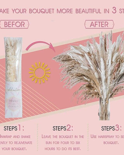 Natural Elegance: 80-Piece Dried Pampas Grass Arrangement for Effortless Home Styling