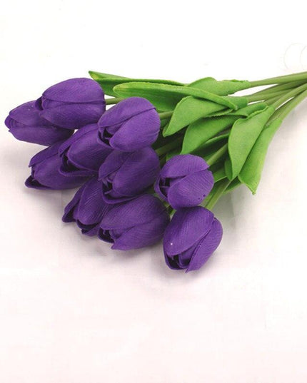 Elegant 10-Piece Lifelike Faux Tulip Bouquet - Real Touch Flower Set