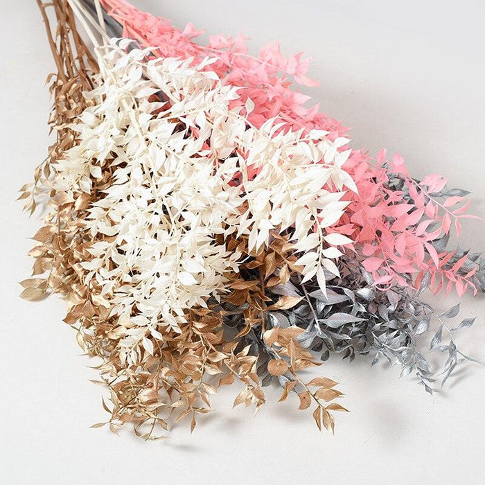 50g Bunch Dried Immortal Fortune Leaf Decor | Gold, Silver, White, Pink