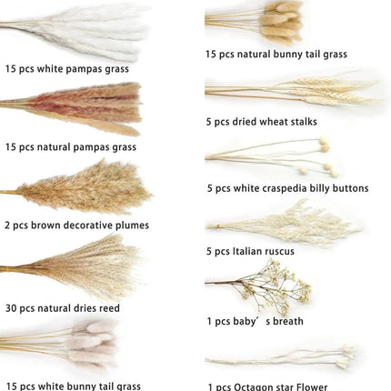 Luxurious 104-Piece Dried Pampas Grass Floral Arrangement for Chic Home and Event Decoration