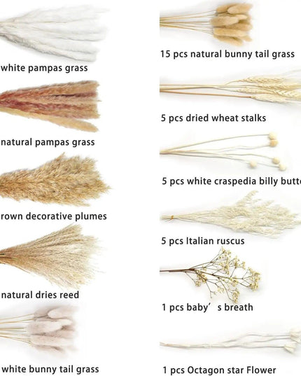 Luxurious 104-Piece Dried Pampas Grass Floral Arrangement for Chic Home and Event Decoration