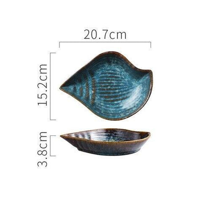 Elegant Japanese Botanical and Ocean-Inspired Ceramic Plates - Unique Irregular Design for Sophisticated Dining