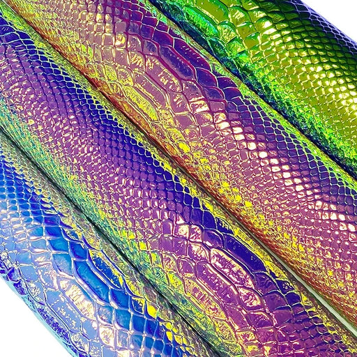 Enchanting Holographic Snake PVC Leather - Artistic Fabric for Creative Home Decor