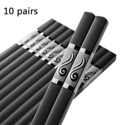 Premium Non-Slip Chopsticks Set - 10 Pairs for an Elevated Asian Dining Experience