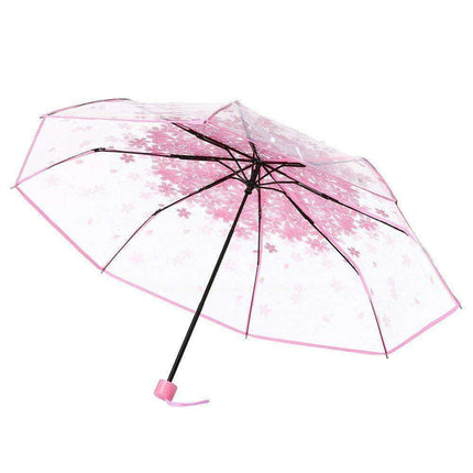 Chic Cherry Blossom UV-Proof Sunshade with Extended Grip Handle